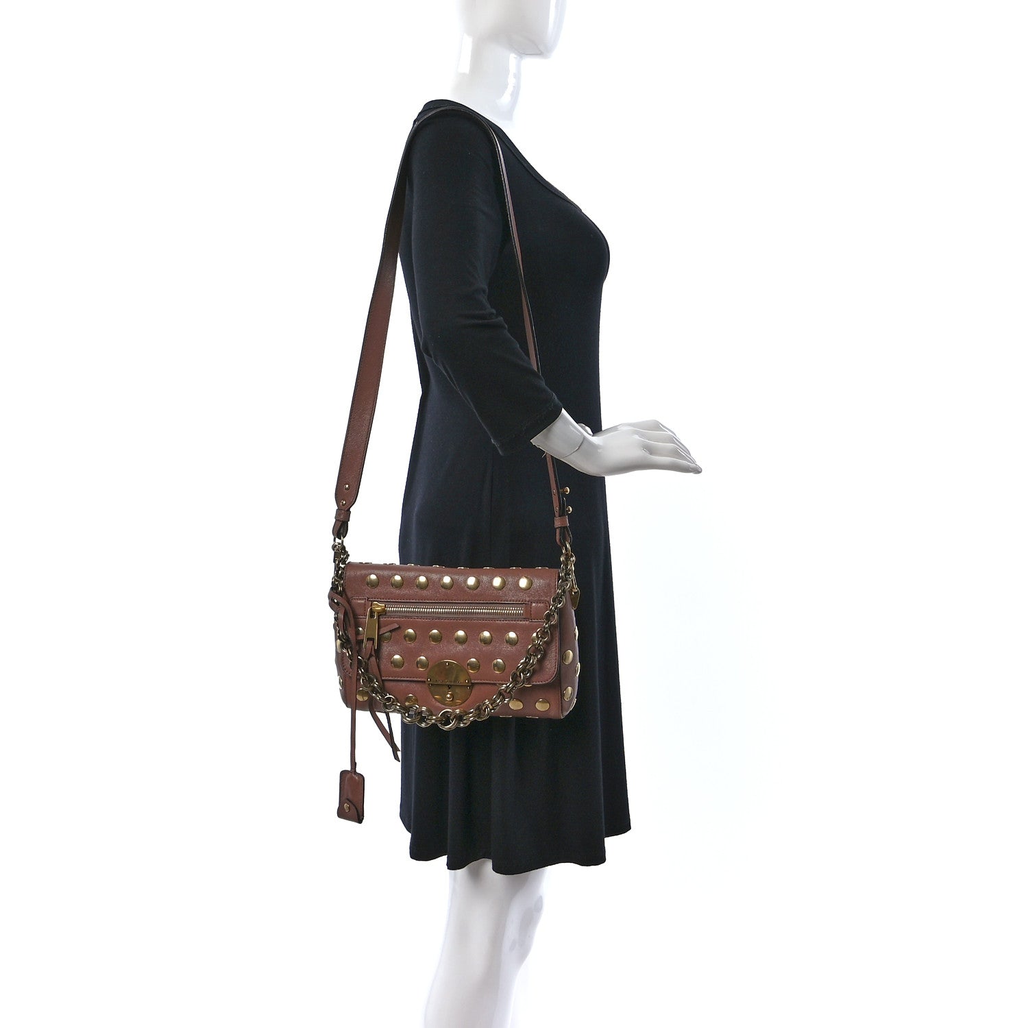 Marc Jacobs Goatskin Grommet Gotham Eyelet Shoulder Bag Beige 2 of 12