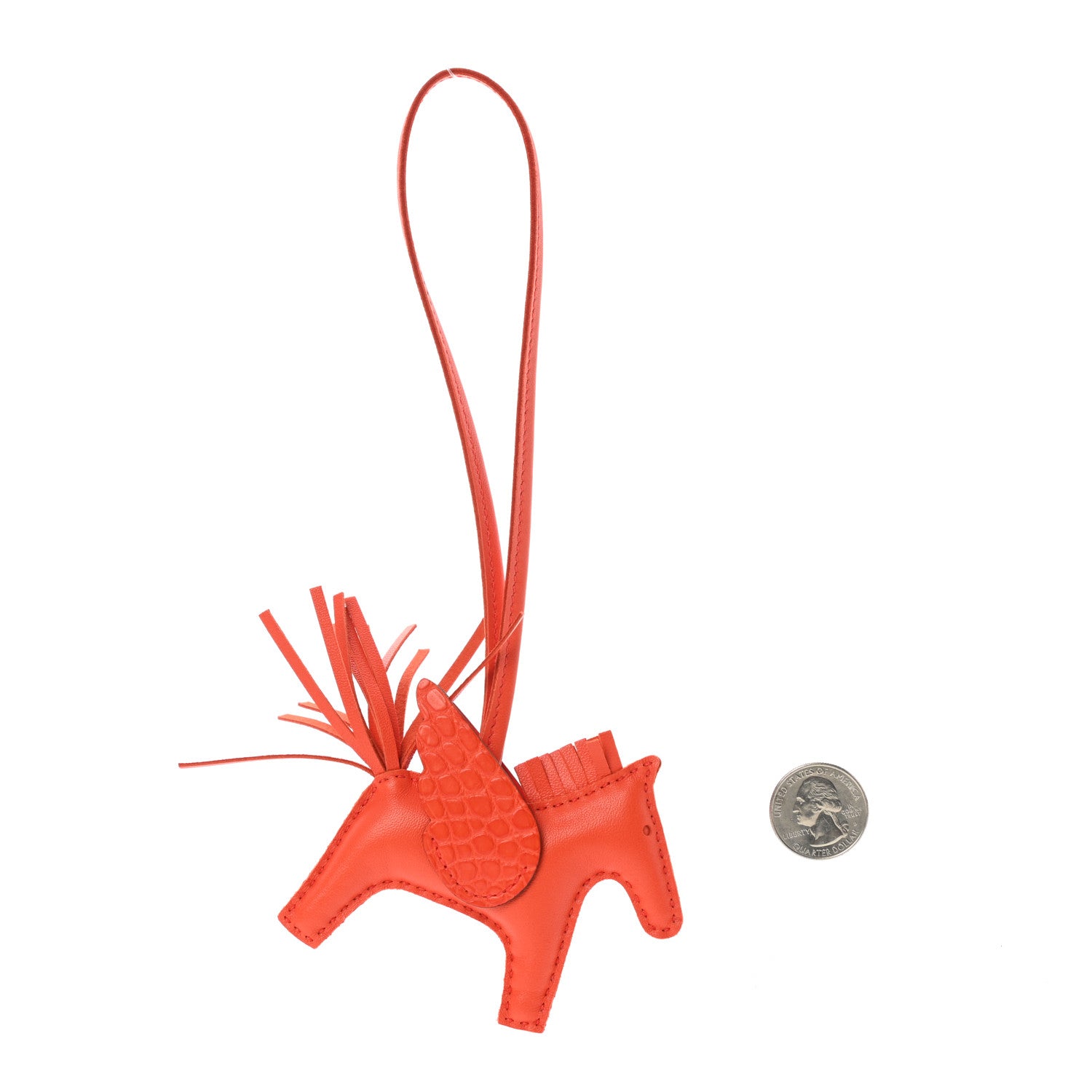 Hermes Milo Lambskin Matte Alligator Touch Grigri Rodeo Pegase Horse Bag Charm PM Orange Poppy Capucine 2 of 5