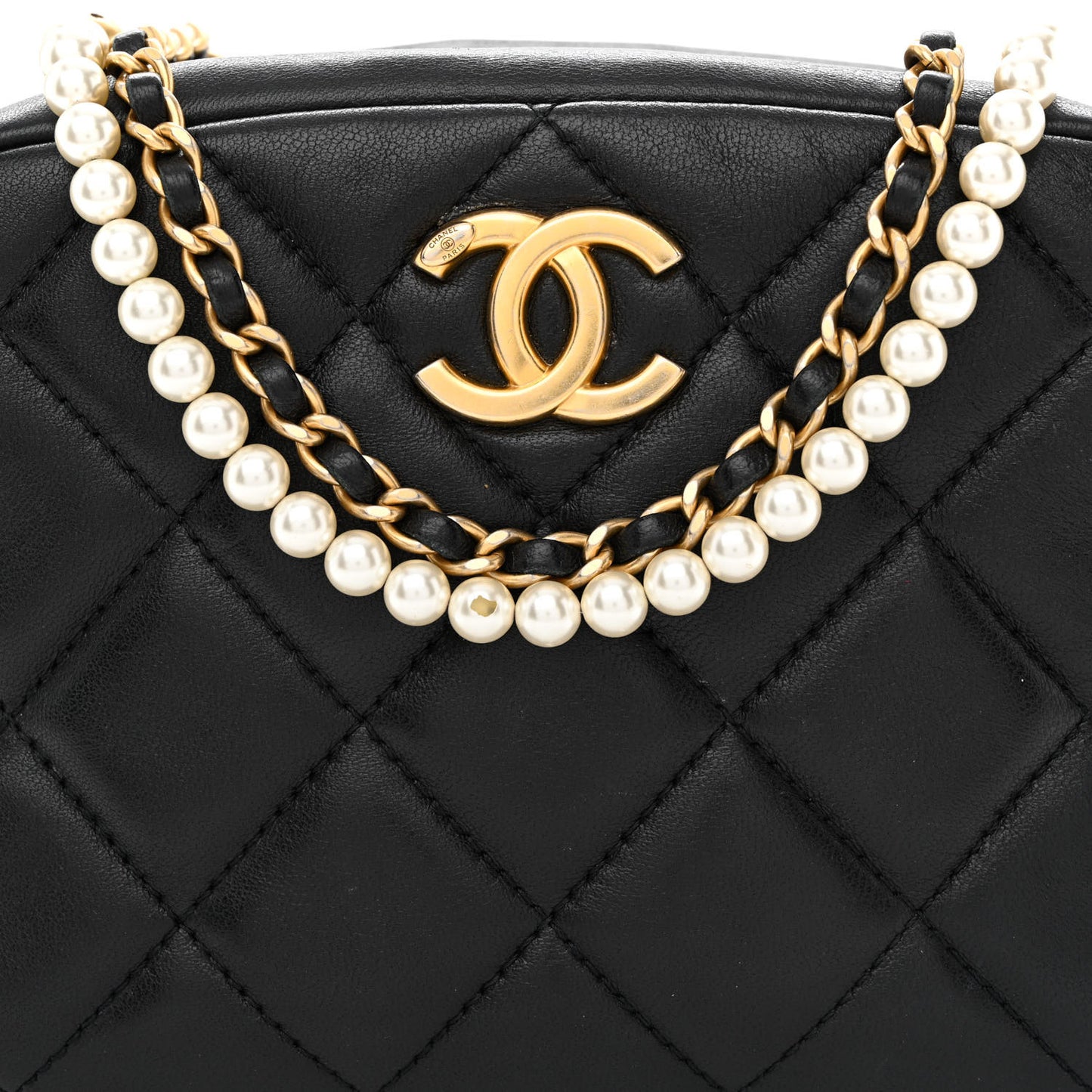 Lambskin Quilted Mini My Perfect Camera Case Black