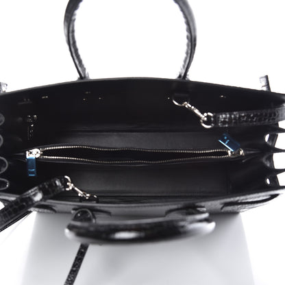 Saint Laurent Calfskin Crocodile Embossed Small Sac de Jour Black 5 of 10