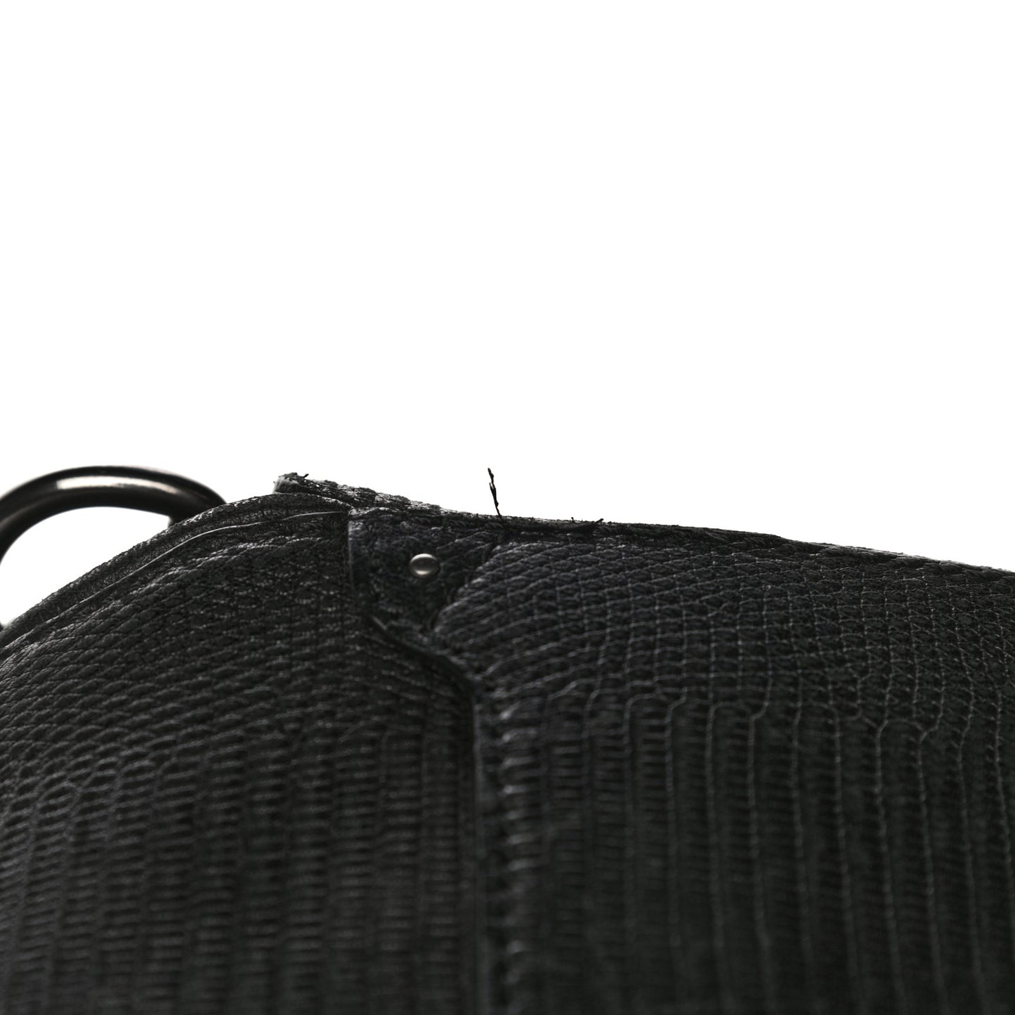 Lambskin Lizard Embossed Obsedia Shoulder Bag Black
