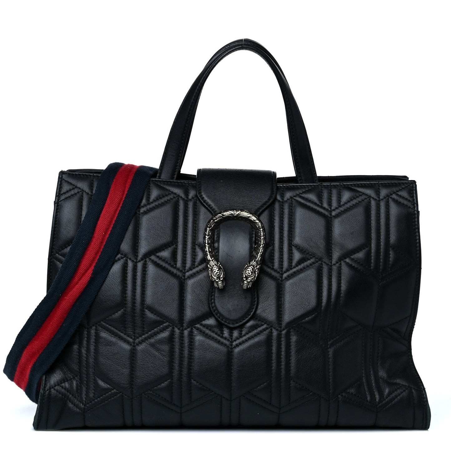 Calfskin Web Quilted Large Dionysus Tote Bag Black