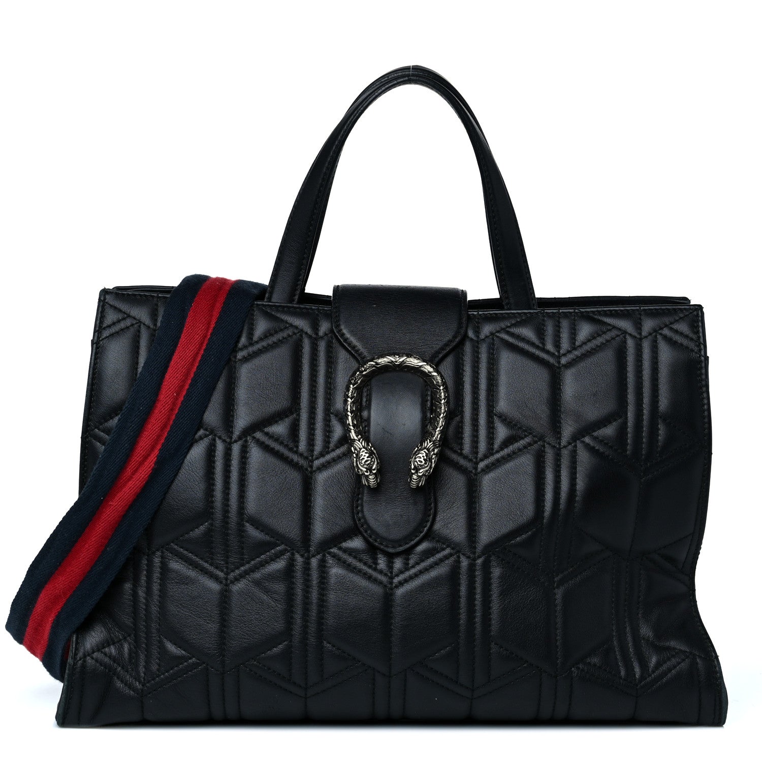 Gucci Calfskin Web Quilted Large Dionysus Tote Bag Black 1 of 31