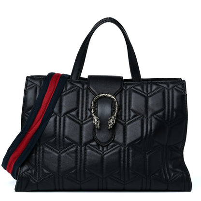 Gucci Calfskin Web Quilted Large Dionysus Tote Bag Black 1 of 31