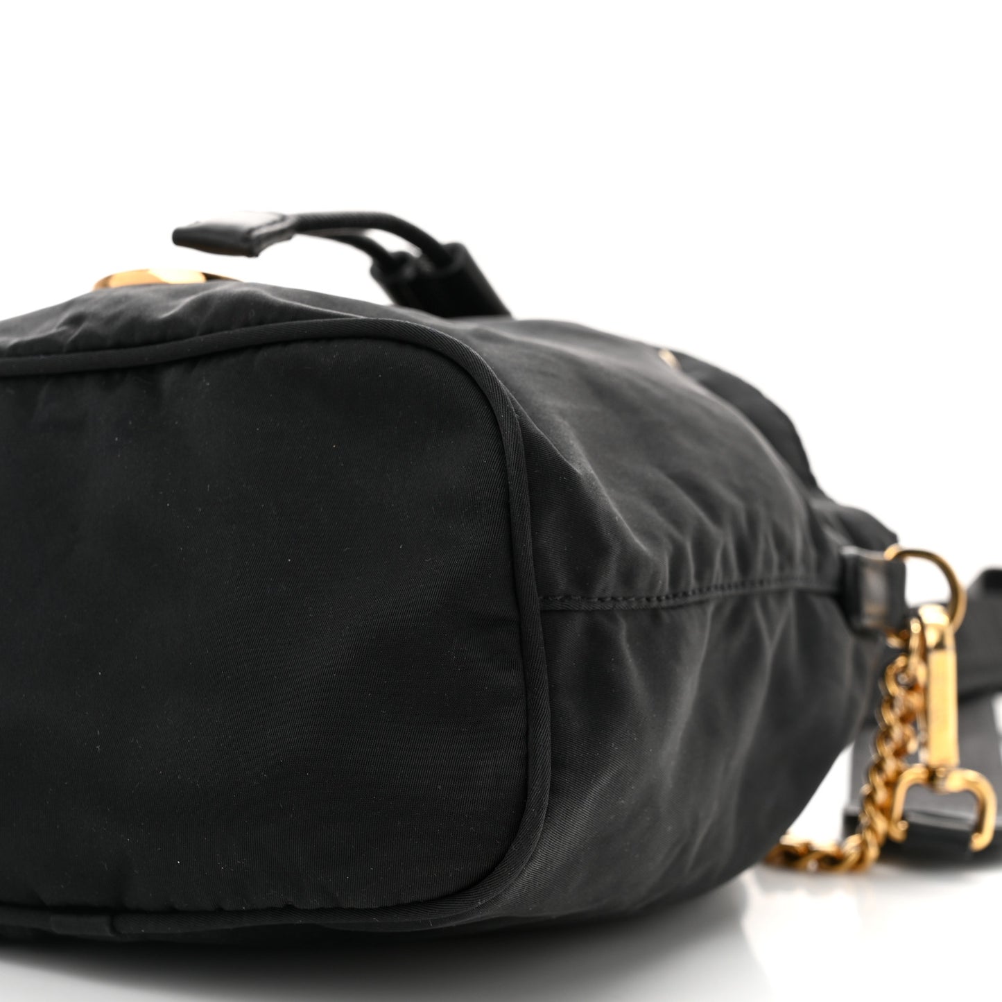 Nylon Medusa Drawstring Bucket Bag Black