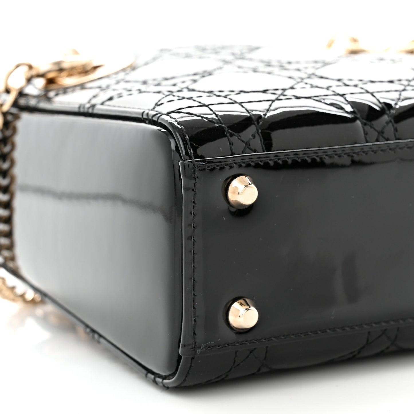 Patent Cannage Mini Lady Dior Black