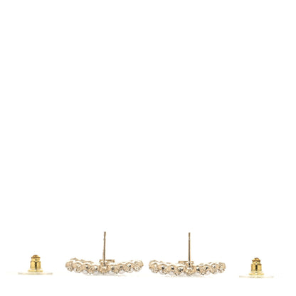 Chanel Pearl Crystal CC Stud Earrings Gold 3 of 4