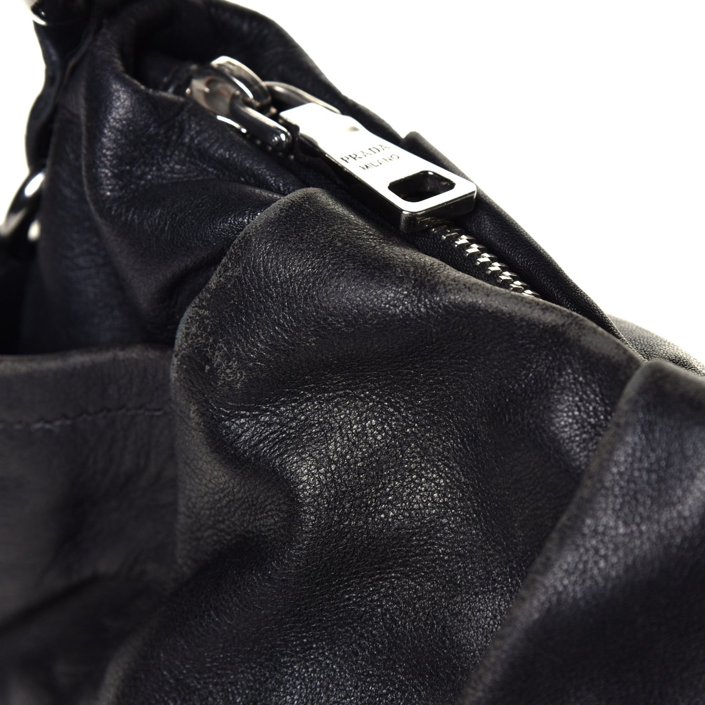 Soft Calfskin Pleated Hobo Black
