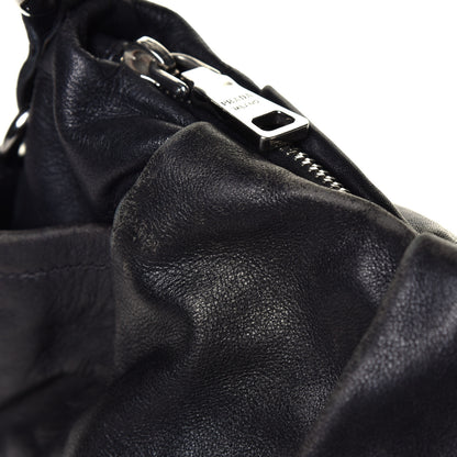 Prada Soft Calfskin Pleated Hobo Black 5 of 10