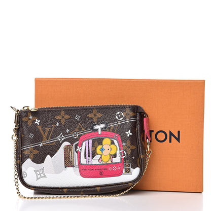 Louis Vuitton Monogram 2019 Christmas Animation Mini Courchevel Pochette Accessories Fuchsia 10 of 10