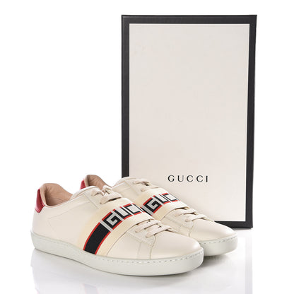 Gucci Calfskin Stripe Womens New Ace Sneakers 36.5 New Mystic White Ecru Red Flame 12 of 12