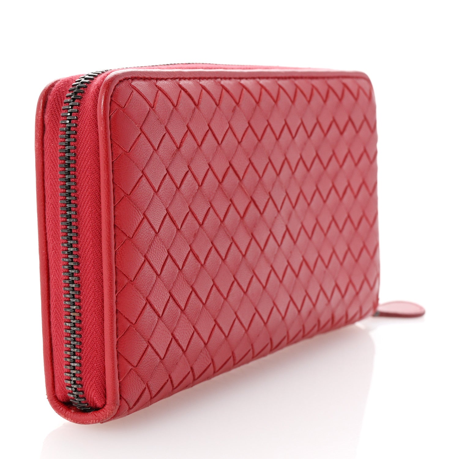 Bottega Veneta Nappa Intrecciato Zip Around Wallet Red 3 of 7