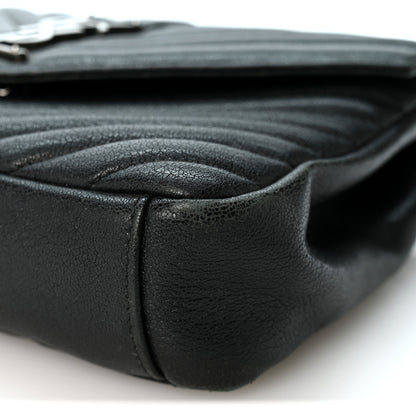 Saint Laurent Sheepskin Matelasse Chevron Monogram Medium College Bag Black 9 of 10