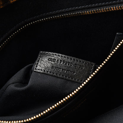 Saint Laurent Canvas Calfskin Leopard Print Rive Gauche Noe Tote Natural Black 6 of 9