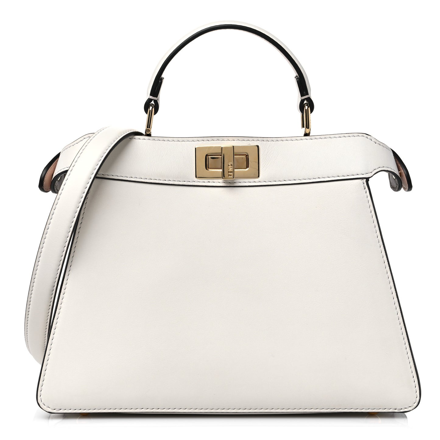 Vitello Seta Nappa Bi-Color Small Peekaboo I SEE U Satchel White Ice Light Rose Tortora