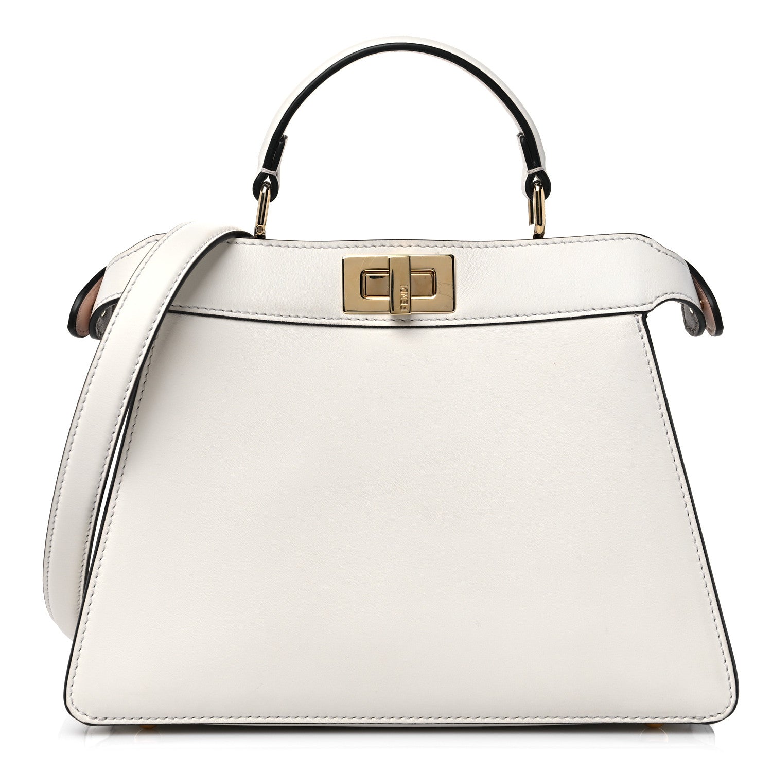 Fendi Vitello Seta Nappa Bi-Color Small Peekaboo I SEE U Satchel White Ice Light Rose Tortora 1 of 14