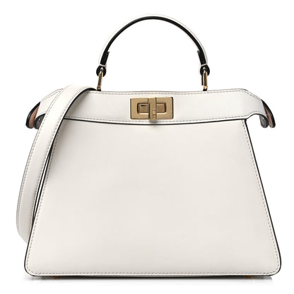 Fendi Vitello Seta Nappa Bi-Color Small Peekaboo I SEE U Satchel White Ice Light Rose Tortora 1 of 14