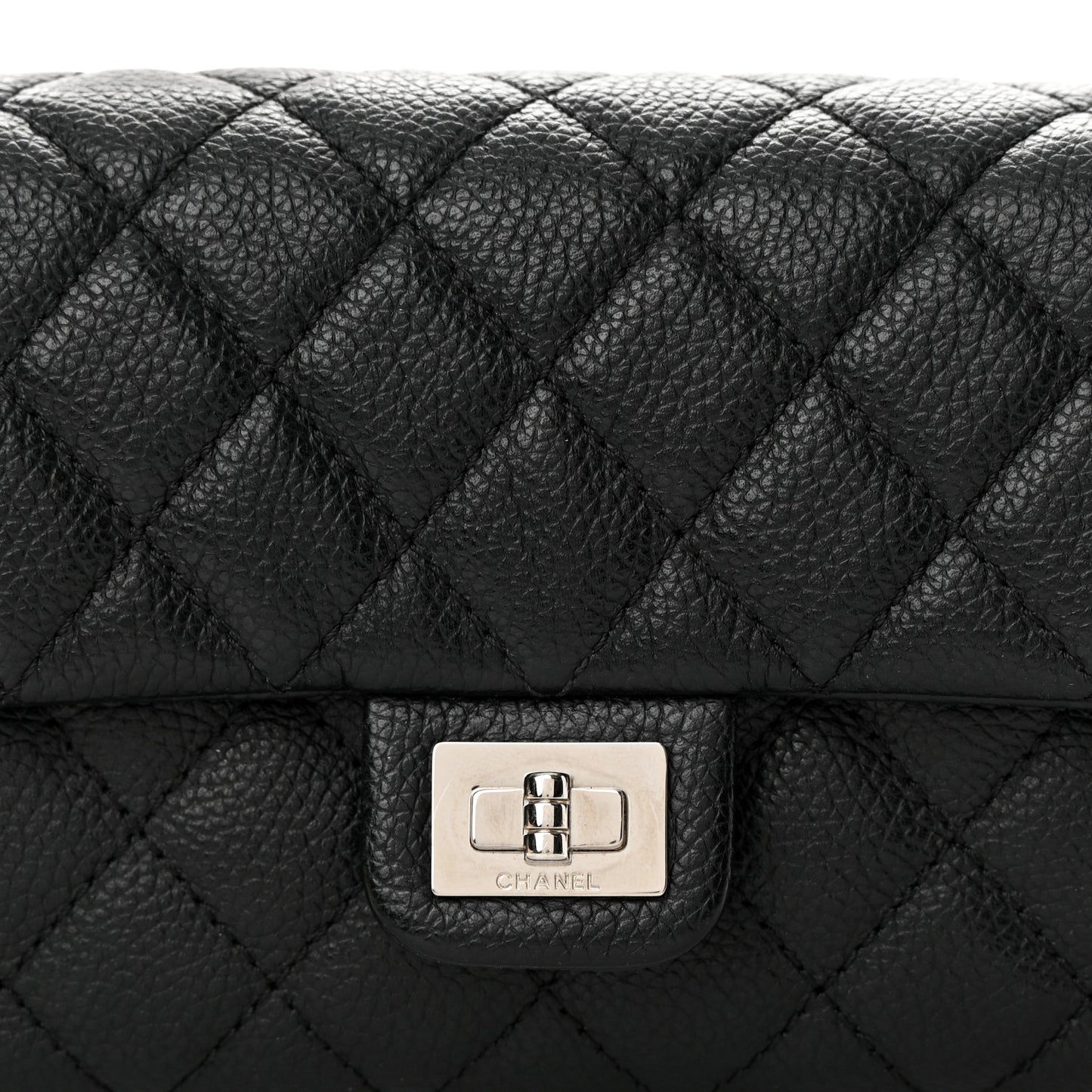 Grained Calfskin Quilted 2.55 Reissue Flap Belt Bag Clutch Black