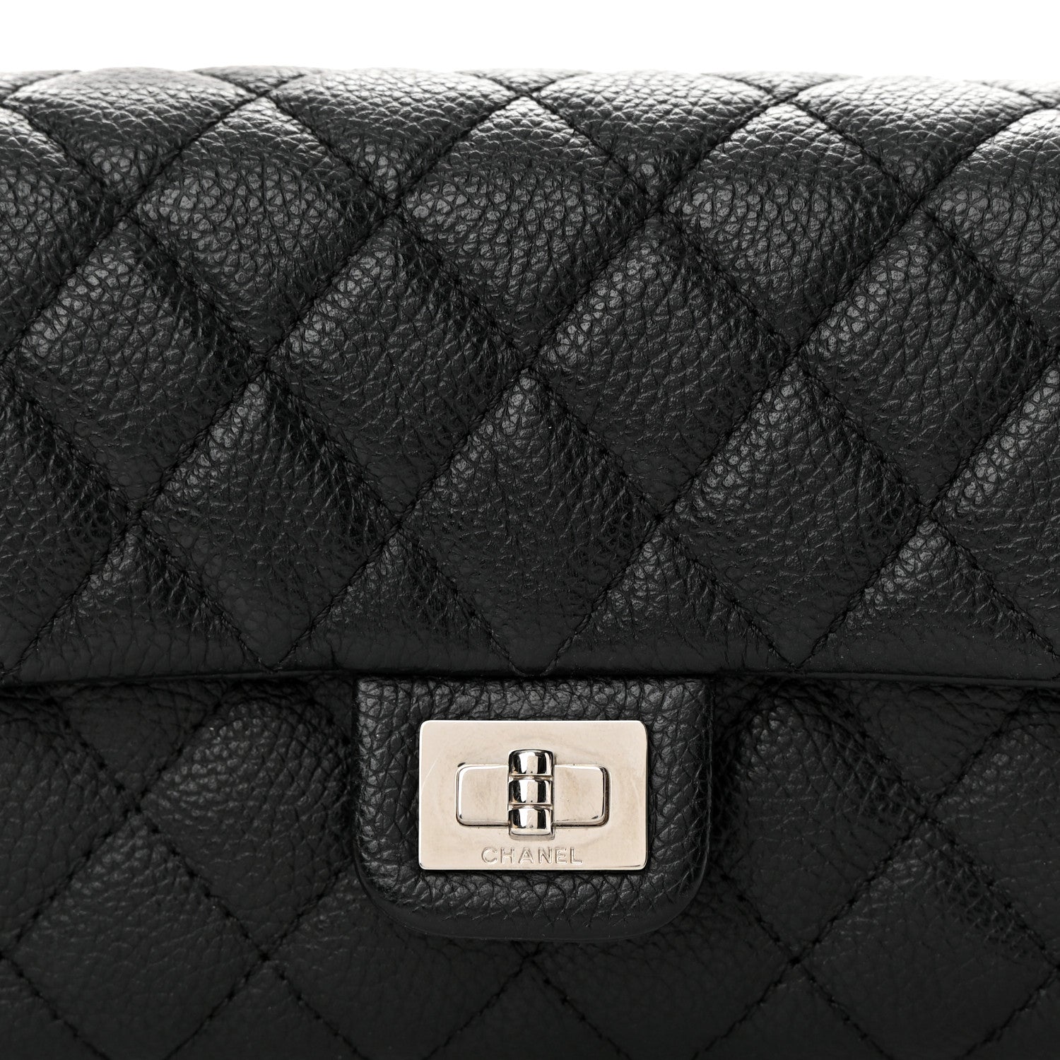 Chanel Grained Calfskin Quilted 2.55 Reissue Flap Belt Bag Clutch Black 9 of 15