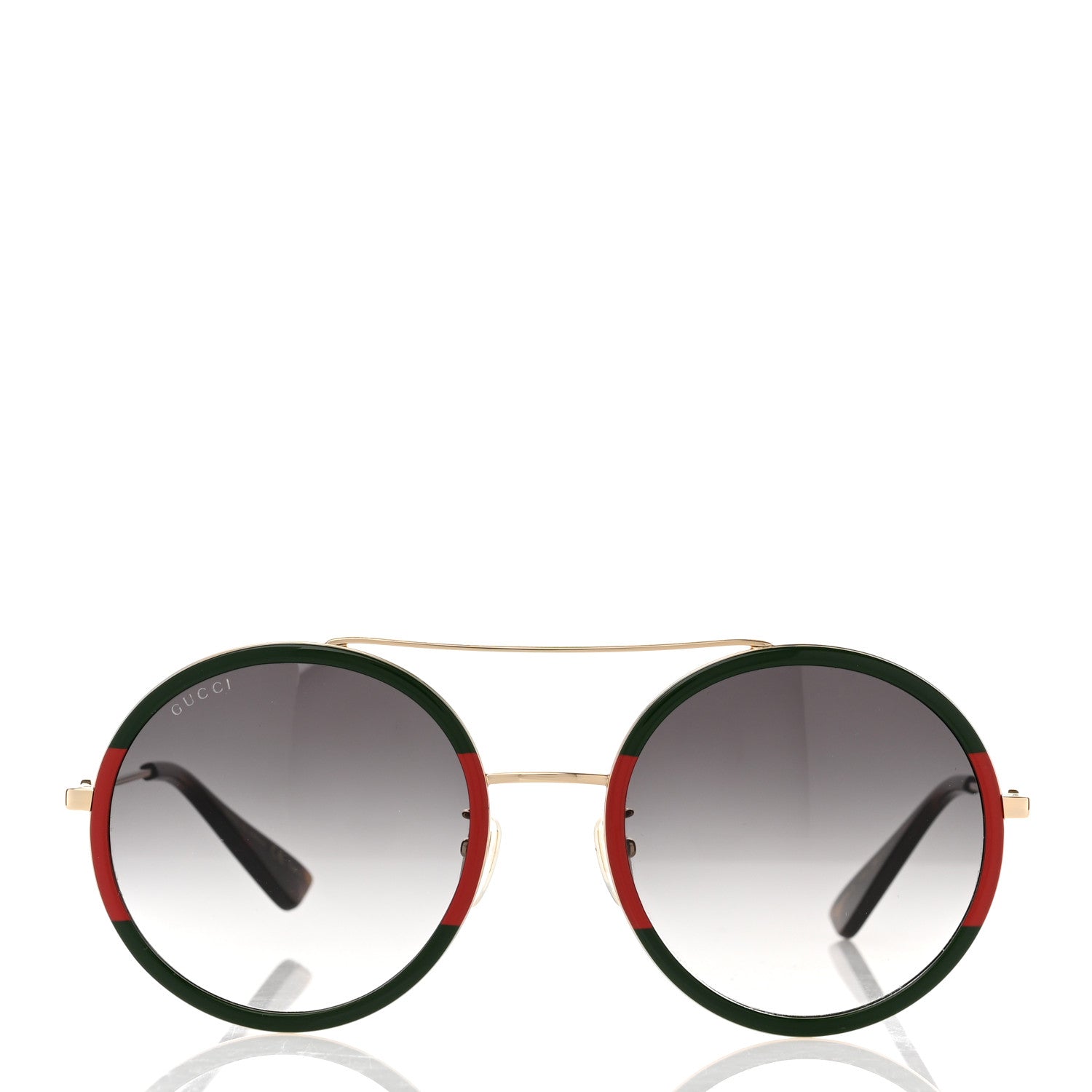 Gucci Metal Round Frame Sunglasses GG0061S Green Red 2 of 8