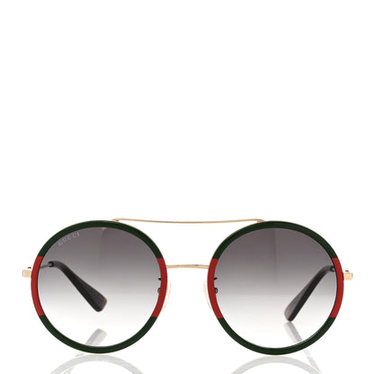 Gucci Metal Round Frame Sunglasses GG0061S Green Red 2 of 8