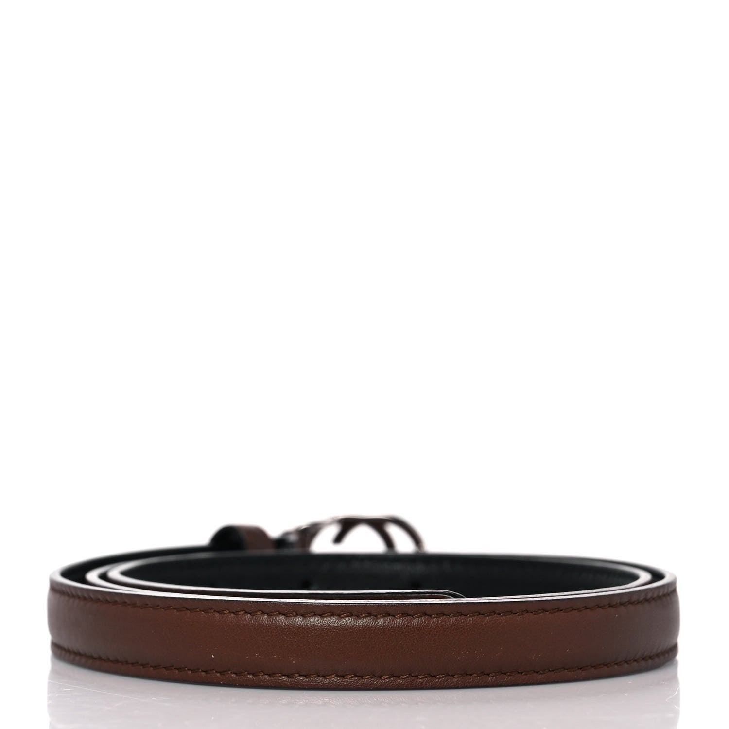 Gucci Moon Calfskin Nickel Interlocking G 20mm Belt 85 34 Brown 2 of 4
