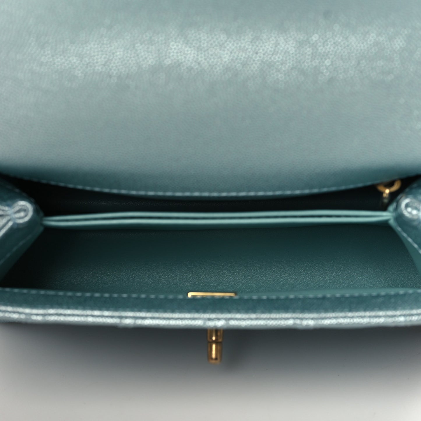 Metallic Caviar Quilted Mini Coco Handle Flap Light Blue