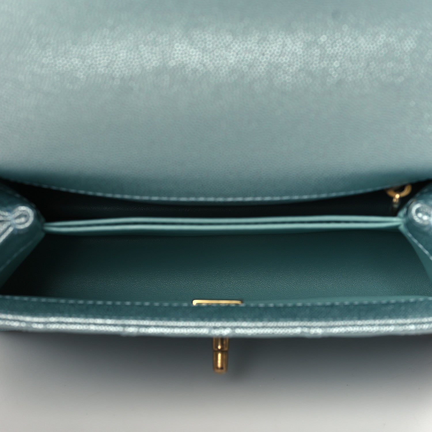 Chanel Metallic Caviar Quilted Mini Coco Handle Flap Light Blue 5 of 11