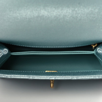 Chanel Metallic Caviar Quilted Mini Coco Handle Flap Light Blue 5 of 11