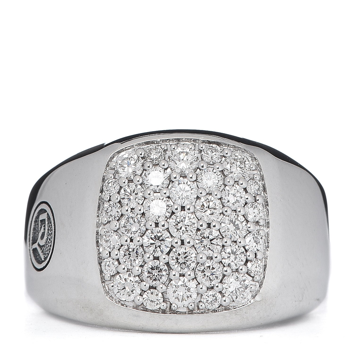 David Yurman Sterling Silver Diamond Mens 12mm Signet Ring 60 9 1 of 6