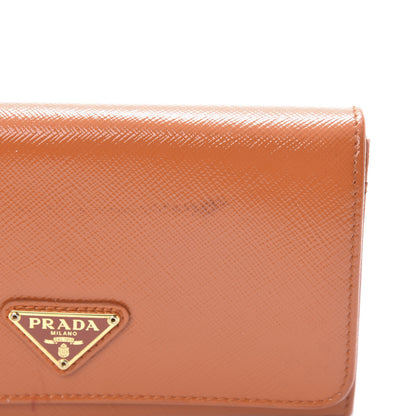 Prada Saffiano Metal Wristlet Wallet Orange 10 of 12