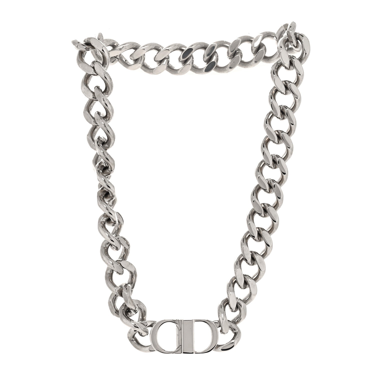 Christian Dior Brass CD Icon Chain Link Necklace Silver 3 of 5