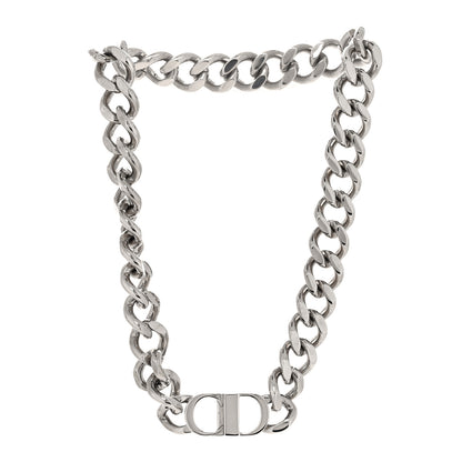 Christian Dior Brass CD Icon Chain Link Necklace Silver 3 of 5
