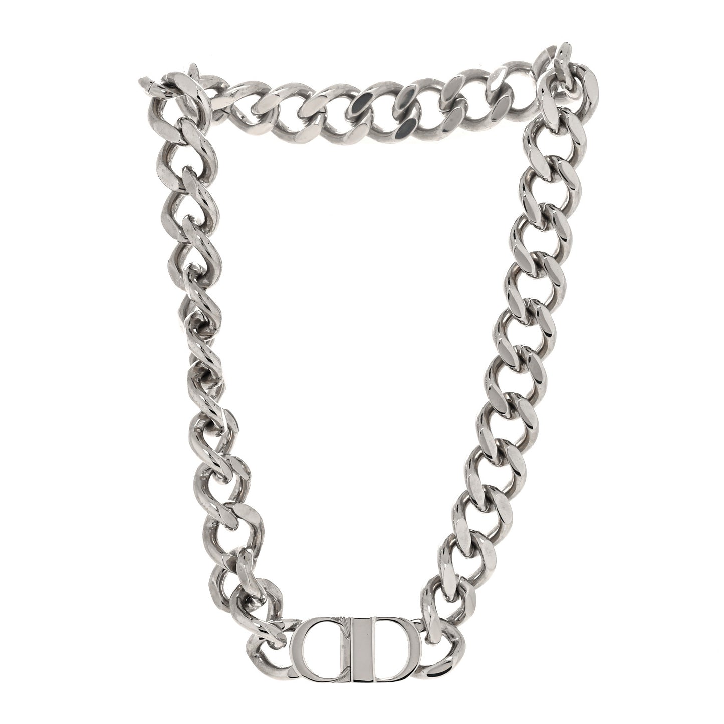 Brass CD Icon Chain Link Necklace Silver