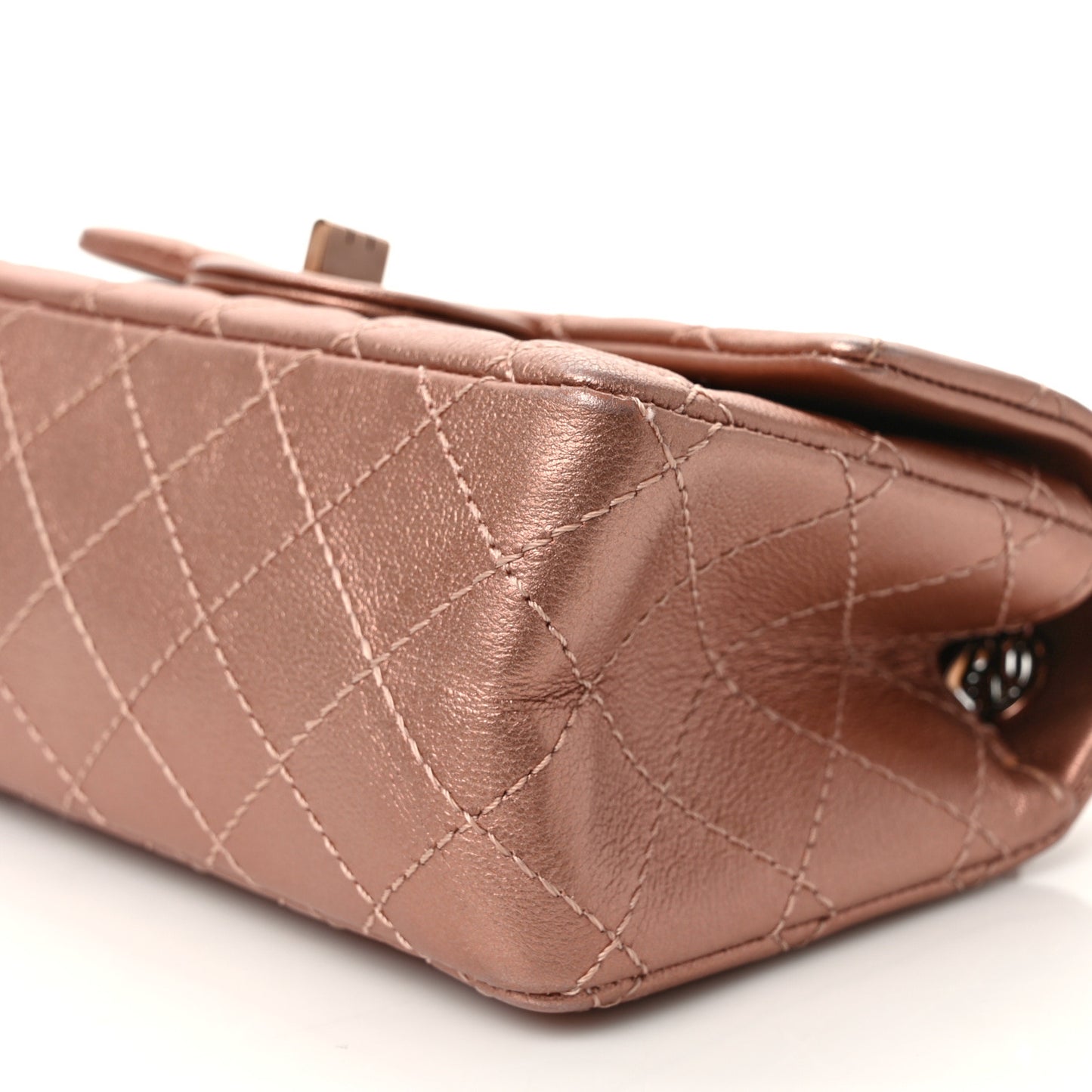 Metallic Grained Calfskin Quilted 2.55 Reissue Mini Flap Copper Pink