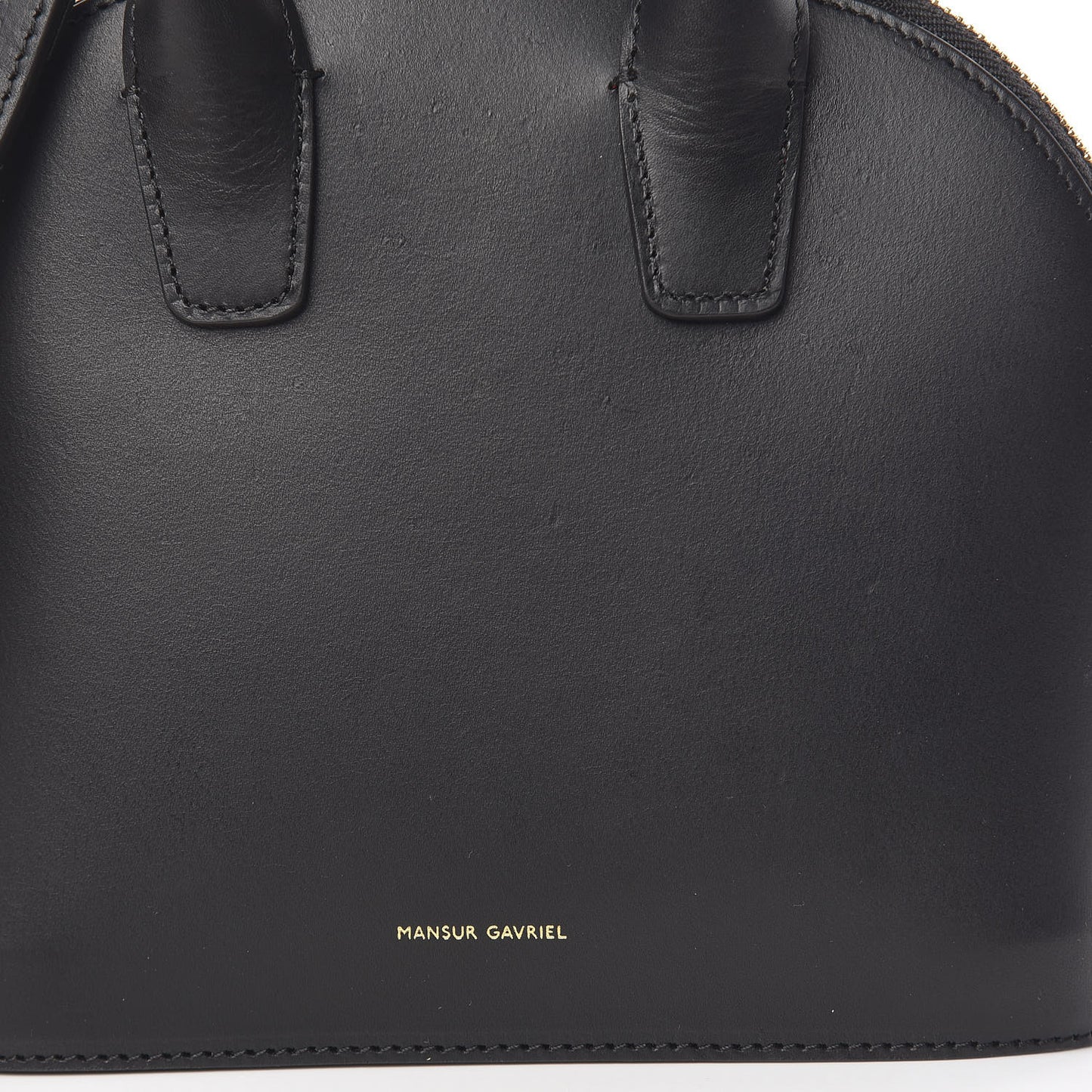 Vegetable Tanned Calfskin Mini Round Top Handle Bag Black Flamma