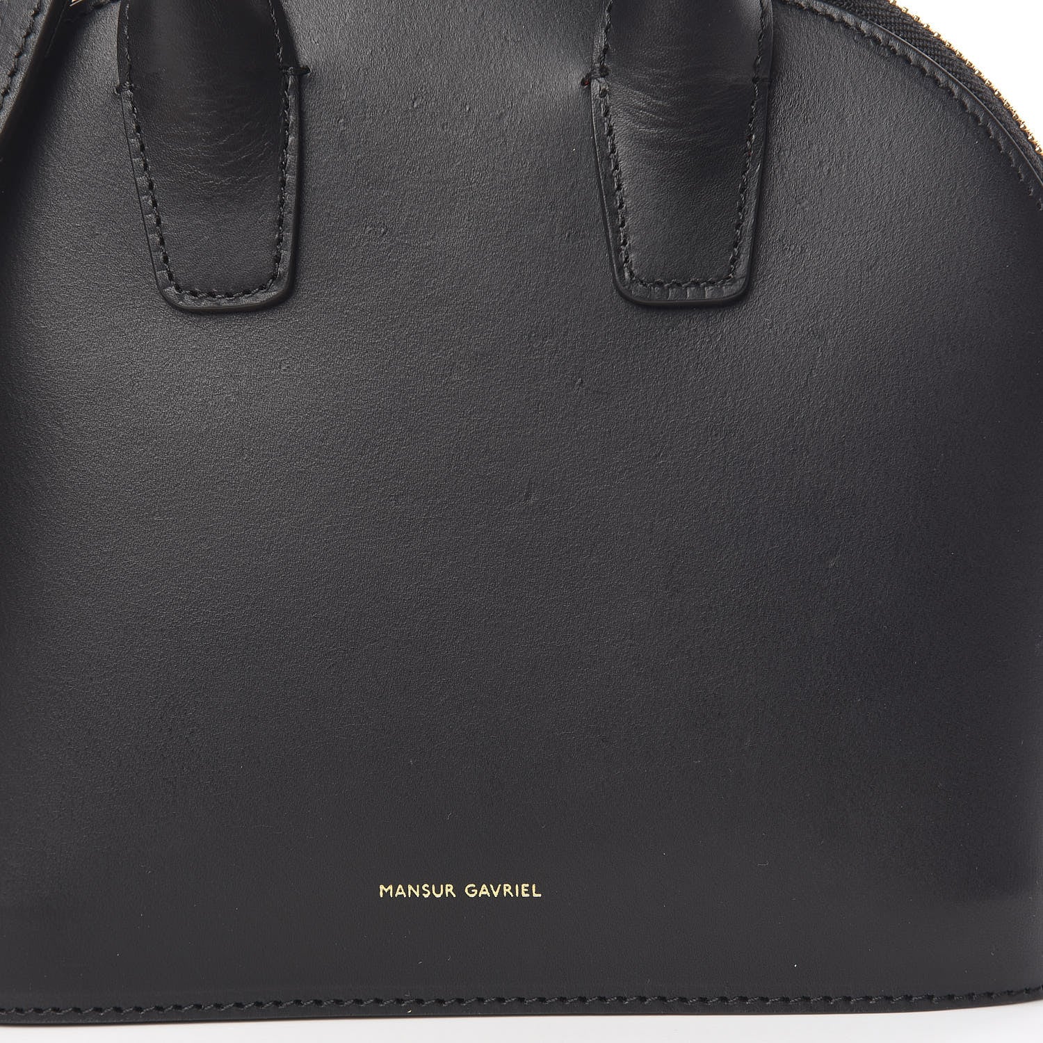 Mansur Gavriel Vegetable Tanned Calfskin Mini Round Top Handle Bag Black Flamma 9 of 11
