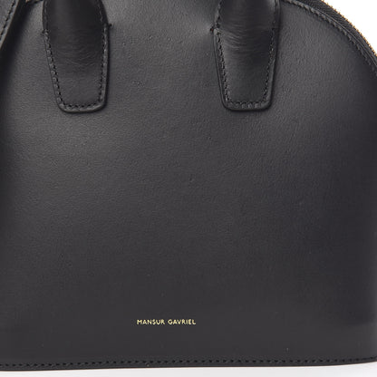 Mansur Gavriel Vegetable Tanned Calfskin Mini Round Top Handle Bag Black Flamma 9 of 11