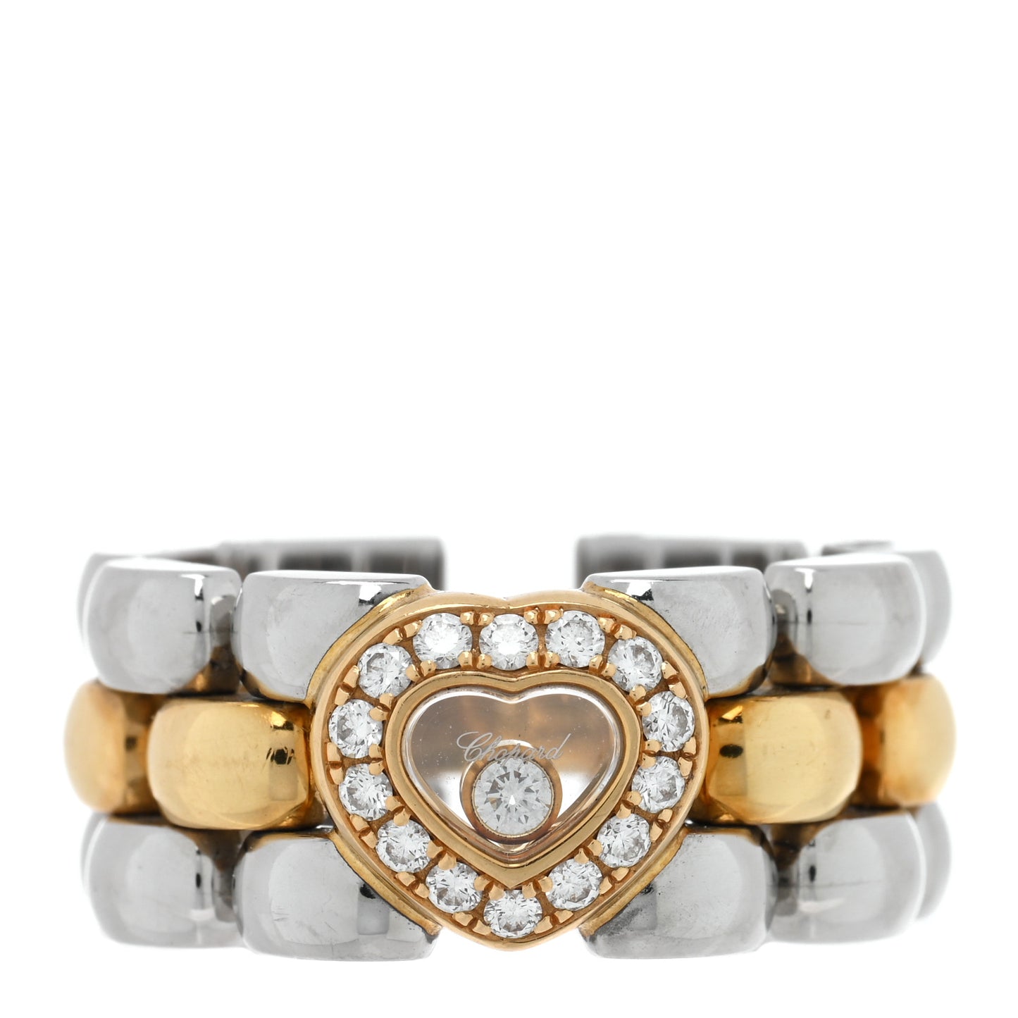 18K Yellow Gold Stainless Steel Happy Diamonds Heart Ring 54 7