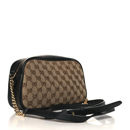 Gucci Monogram Matelasse Diagonal Small GG Marmont Chain Shoulder Bag Beige Black 3 of 10
