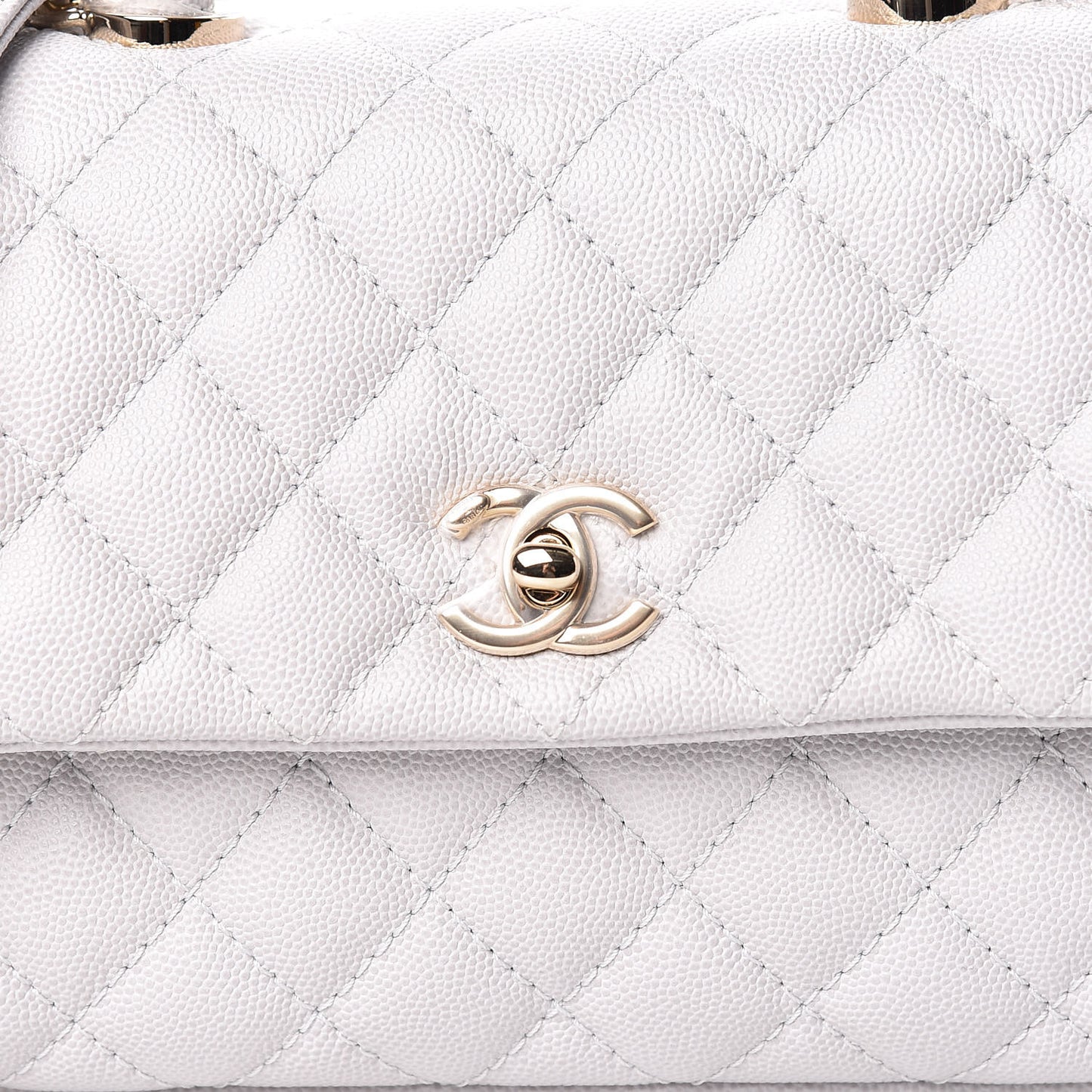 Caviar Quilted Mini Coco Handle Flap Light Grey