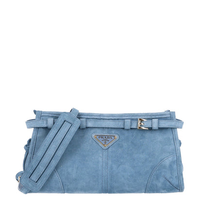 Prada Scamosciato Triangle Small Bonnie Shoulder Bag Astrale 1 of 10