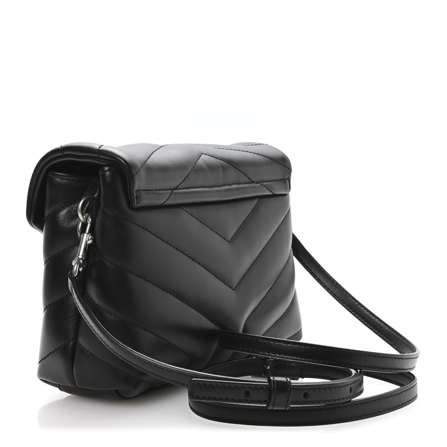 Calfskin Y Quilted Monogram Toy Loulou Crossbody Bag Black