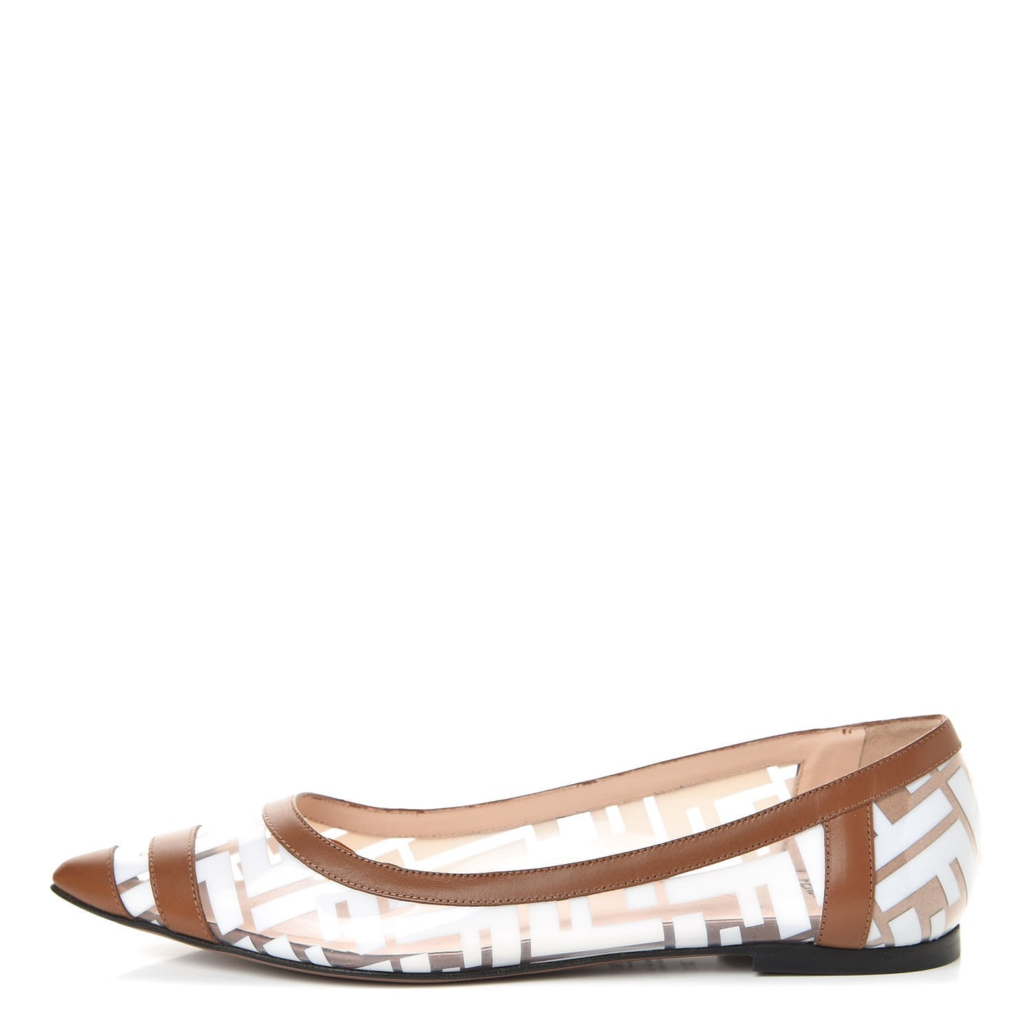PVC Calfskin FF Colibri Ballerina Flats 38.5 White Cuoio