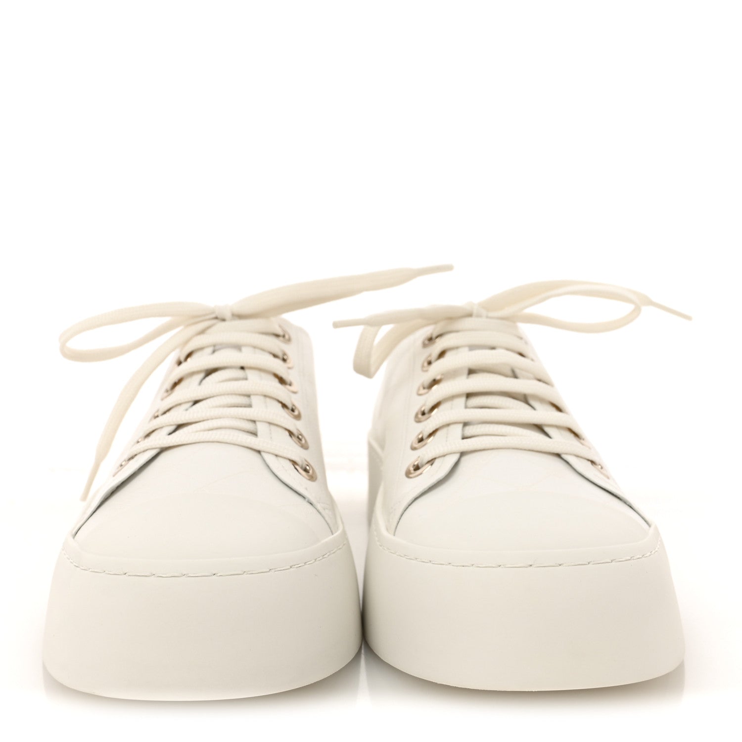 Chanel Lambskin Printed Logo Sneakers 40.5 White 3 of 9