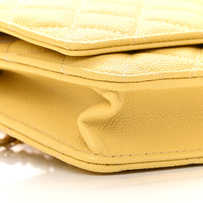 Chanel Caviar Quilted Tiny CC Wallet On Chain WOC Yellow 10 of 13
