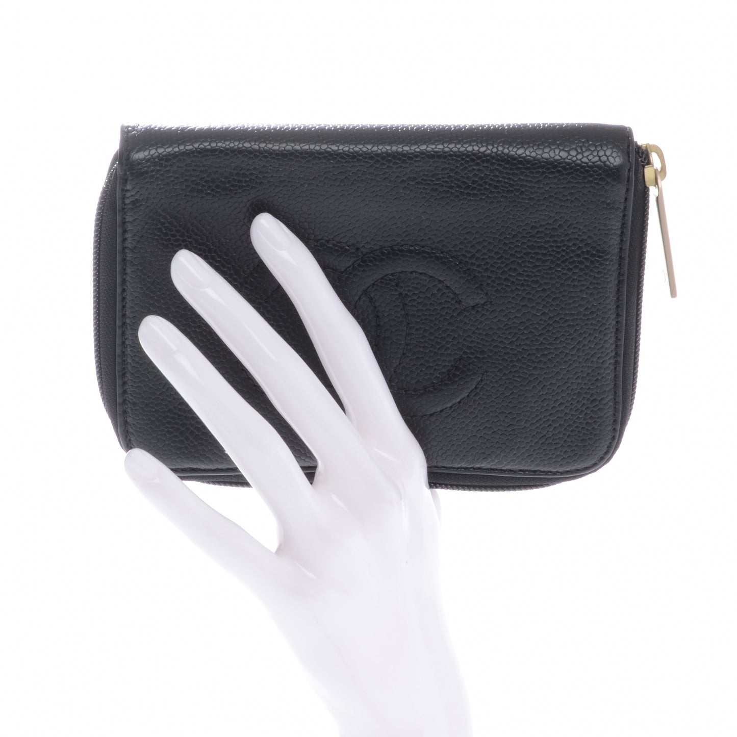Caviar Zip Around Wallet Black