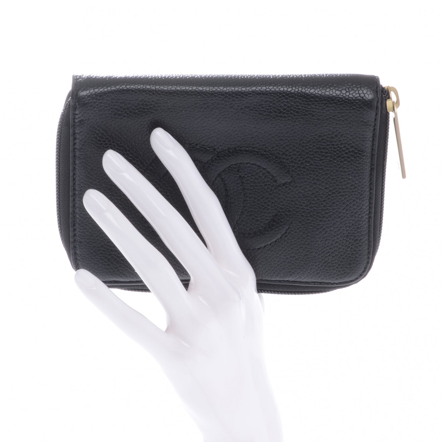 Chanel Caviar Zip Around Wallet Black 2 of 8