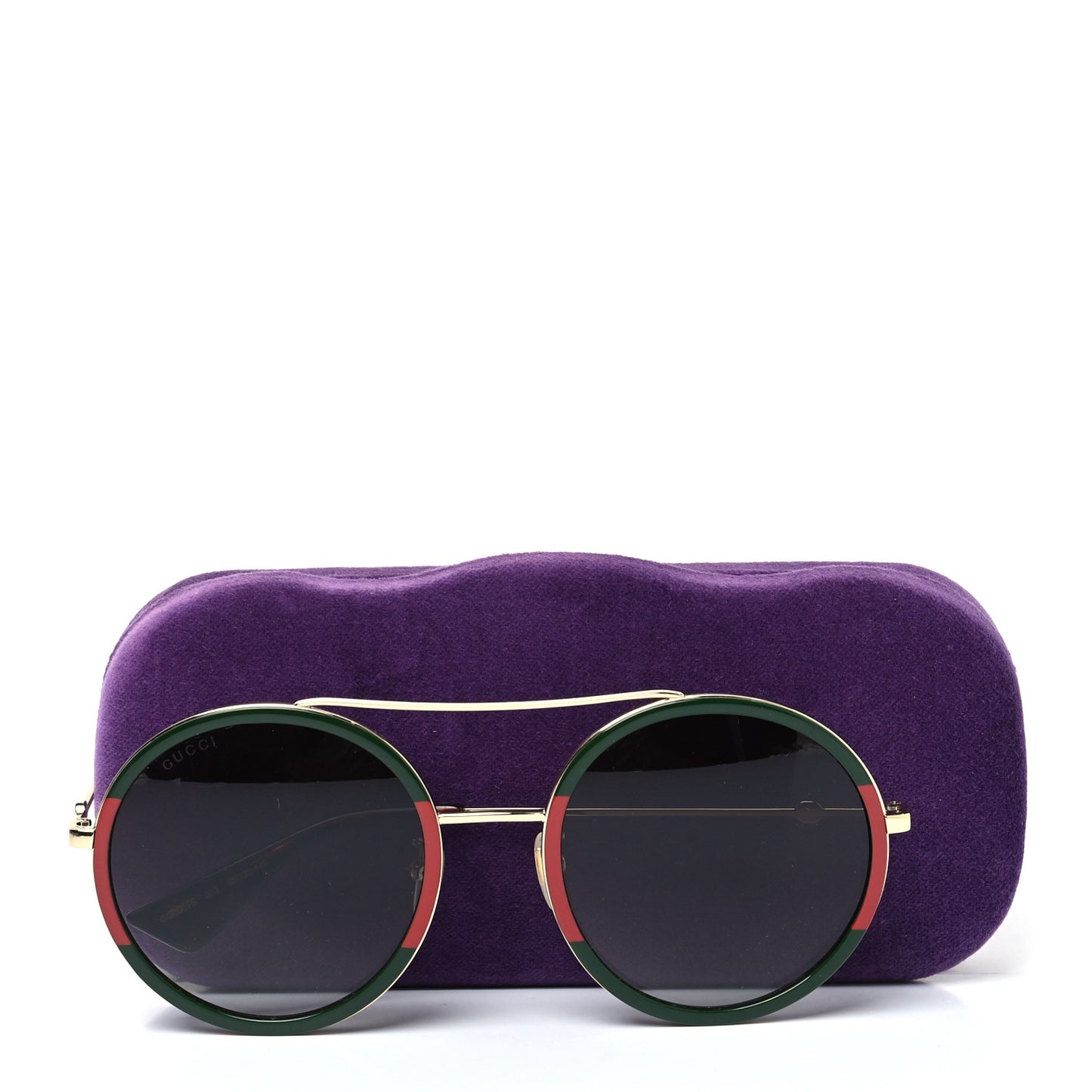 Metal Round Frame Sunglasses GG0061S Green Red