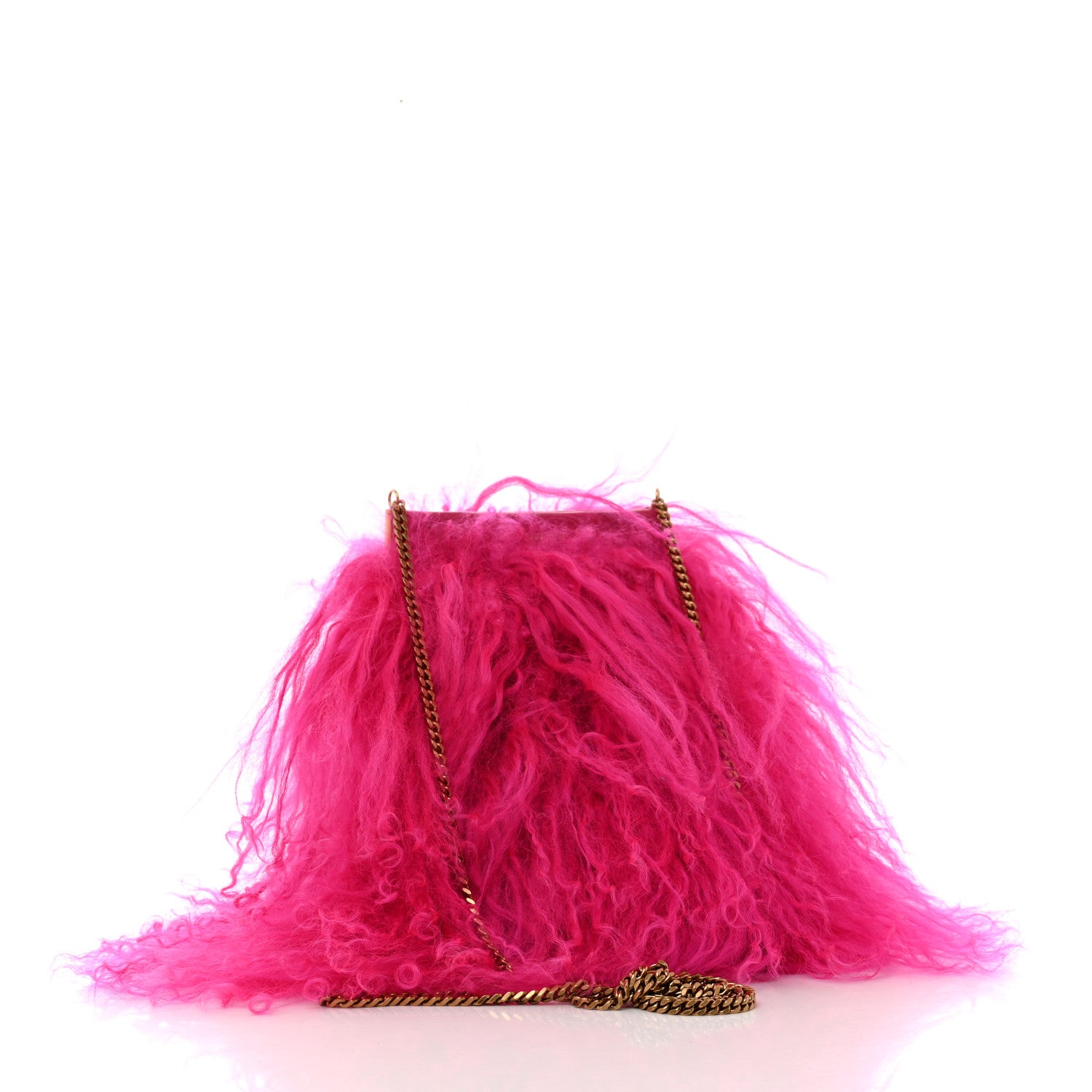 Saint Laurent Fur Mini Pac Pac Pouch On Chain Fuchsia 3 of 8
